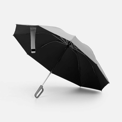 Зонт обратного сложения с ручкой-карабином Foldberry  (Серый)