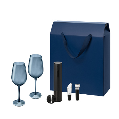 Подарочный набор Toscana, Sacramento (2 бокала + набор для вина) (Синий, черный)